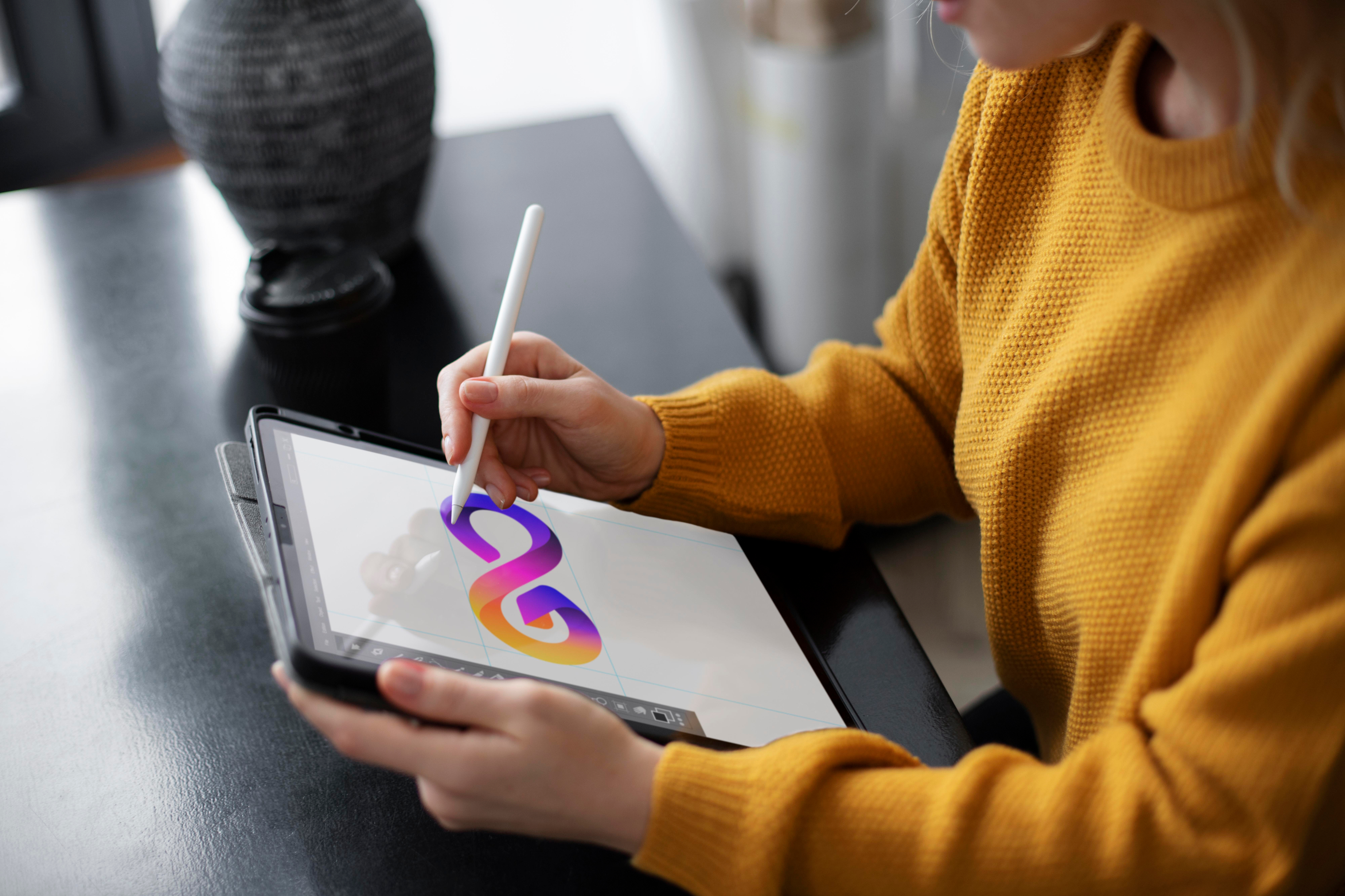 Design mockup workflow on a tablet