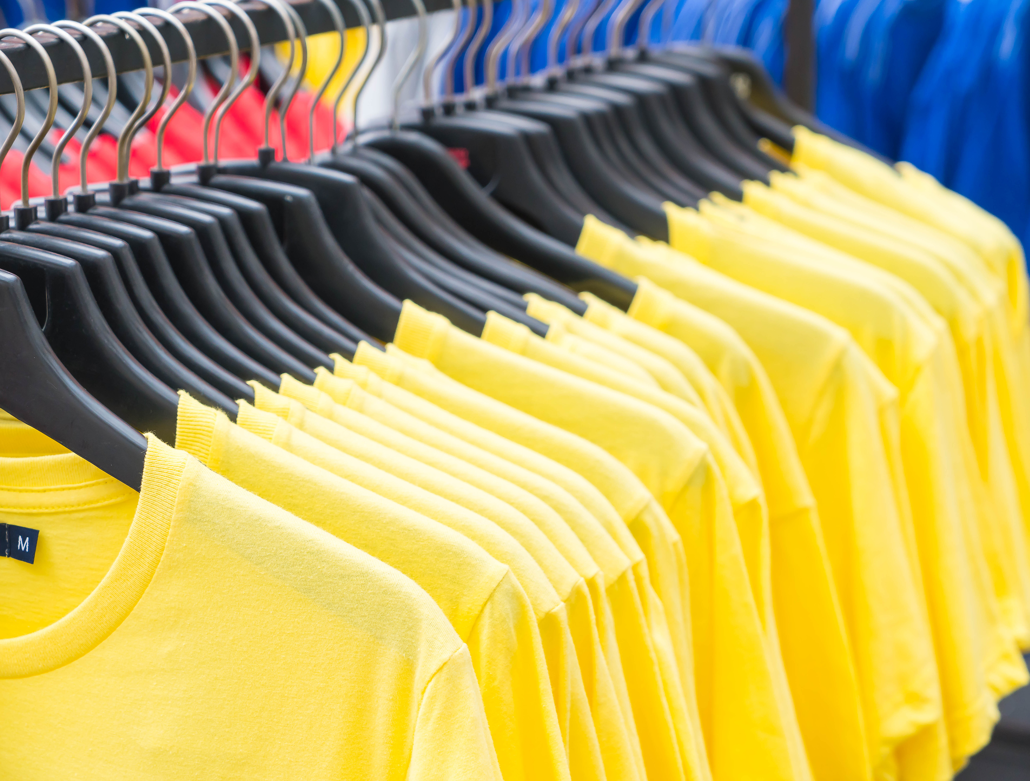 Rows of apparel showing order volume